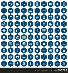 100 women health icons set in sapphirine hexagon isolated vector illustration. 100 women health icons sapphirine violet