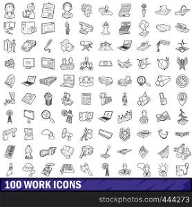 100 work icons set in outline style for any design vector illustration. 100 work icons set, outline style