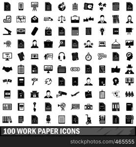 100 work paper icons set in simple style for any design vector illustration. 100 work paper icons set, simple style