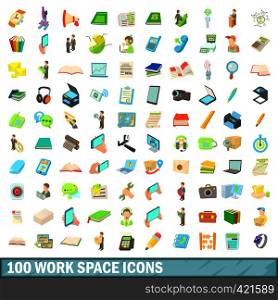 100 work space icons set in cartoon style for any design vector illustration. 100 work space icons set, cartoon style