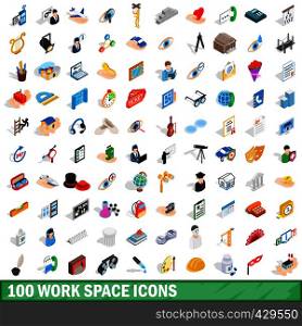100 work space icons set in isometric 3d style for any design vector illustration. 100 work space icons set, isometric 3d style