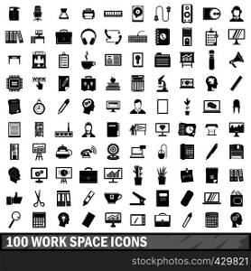 100 work space icons set in simple style for any design vector illustration. 100 work space icons set, simple style