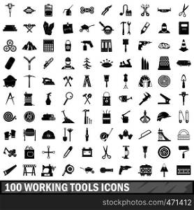 100 working tools icons set in simple style for any design vector illustration. 100 working tools icons set, simple style