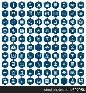 100 writer icons set in sapphirine hexagon isolated vector illustration. 100 writer icons sapphirine violet