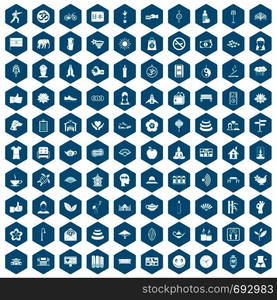 100 yoga studio icons set in sapphirine hexagon isolated vector illustration. 100 yoga studio icons sapphirine violet