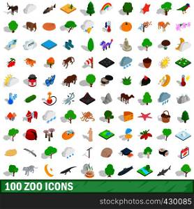 100 zoo icons set in isometric 3d style for any design vector illustration. 100 zoo icons set, isometric 3d style