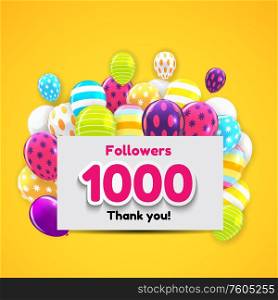 1000 Followers, Thank you Background for Social Network friends. Vector Illustration eps10. 1000 Followers, Thank you Background for Social Network friends. Vector Illustration