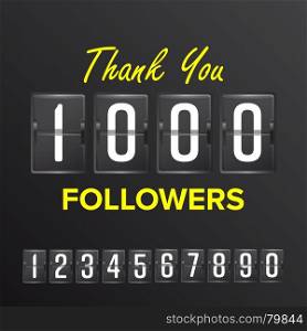 1000 Followers Vector. Thanks Design Template. Social Network Concept. Illustration. Thank You 1000 Followers Sign Vector. Thanks Design Label. Blogger Celebrates Large Number Of Followers. Illustration