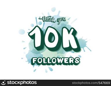 10k followers thank you social media template. Banner for internet networks. 10000 subscribers congratulation post. Vector illustration.