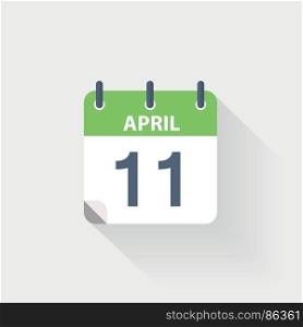11 april calendar icon. 11 april calendar icon on grey background