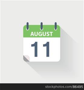 11 august calendar icon. 11 august calendar icon on grey background