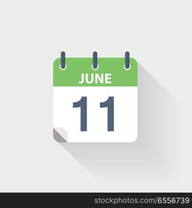 11 june calendar icon. 11 june calendar icon on grey background