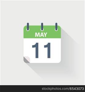 11 may calendar icon. 11 may calendar icon on grey background