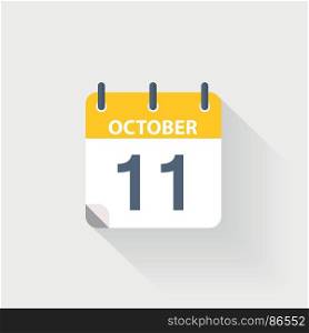 11 october calendar icon. 11 october calendar icon on grey background