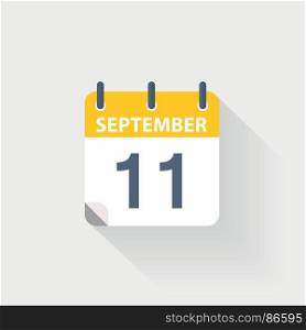 11 september calendar icon. 11 september calendar icon on grey background