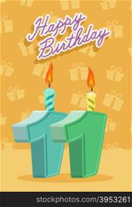 11 years celebration, 11nd happy birthday. Vector illustration