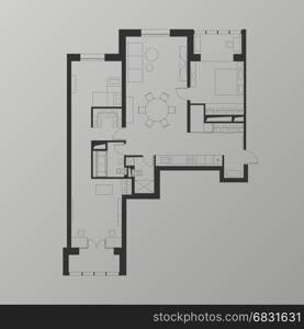 1188_architectural plan. Architectural plan with the furniture. Modern plan of the house.