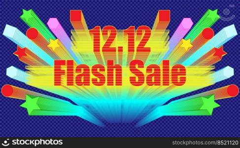 12.12 flash sale effect blend retro style.  plaid blue color background style. vector illustration eps10