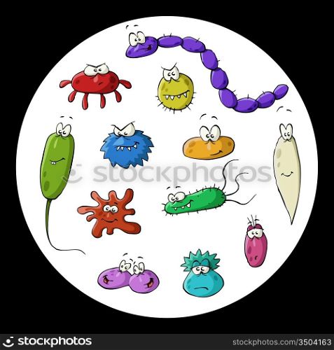 12 bacteria on a white background, vector