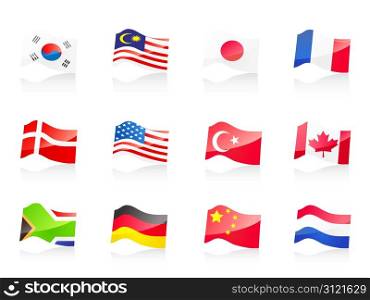 12 country flags icon for design