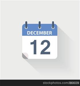 12 december calendar icon. 12 december calendar icon on grey background