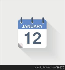 12 january calendar icon. 12 january calendar icon on grey background