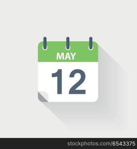 12 may calendar icon. 12 may calendar icon on grey background