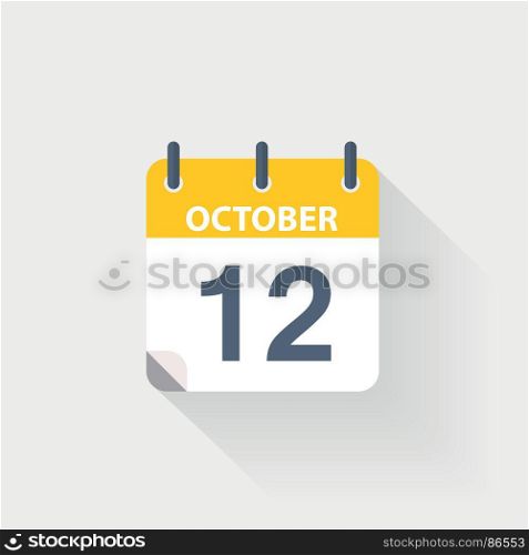 12 october calendar icon. 12 october calendar icon on grey background