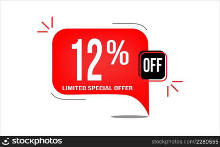 12% off limited offer. White and red banner with clearance details