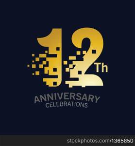 12 Year Anniversary logo template. Design Vector template for celebration