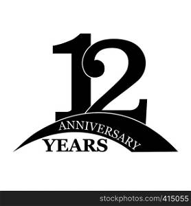 12 years anniversary, flat simple design, logo