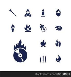13 flame icons Royalty Free Vector Image