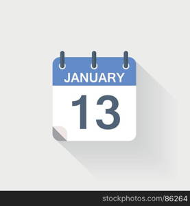 13 january calendar icon. 13 january calendar icon on grey background