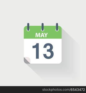 13 may calendar icon. 13 may calendar icon on grey background