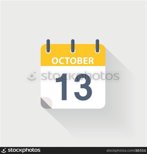 13 october calendar icon. 13 october calendar icon on grey background