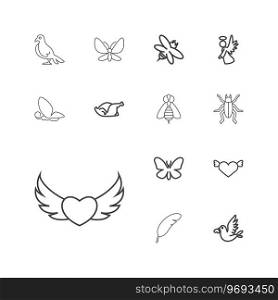 13 wing icons Royalty Free Vector Image