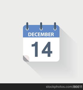 14 december calendar icon. 4 december calendar icon on grey background