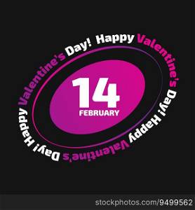 14 February Valentine Day vector icon on the black background. Valentine Day vector icon on the black background