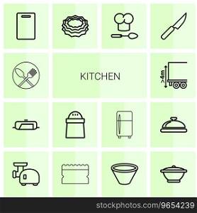 14 kitchen icons Royalty Free Vector Image