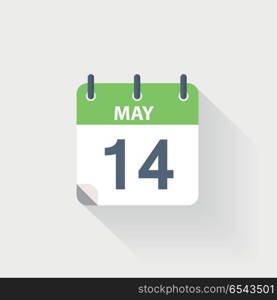 14 may calendar icon. 14 may calendar icon on grey background