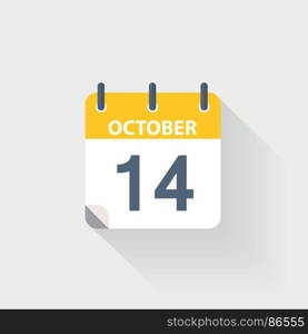 14 october calendar icon. 14 october calendar icon on grey background