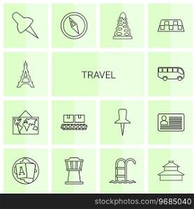 14 travel icons Royalty Free Vector Image