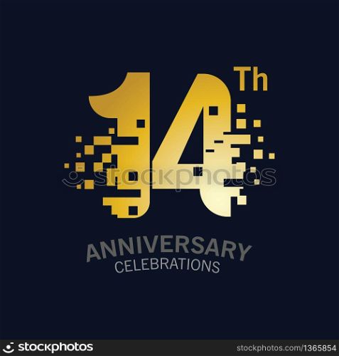 14 Year Anniversary logo template. Design Vector template for celebration