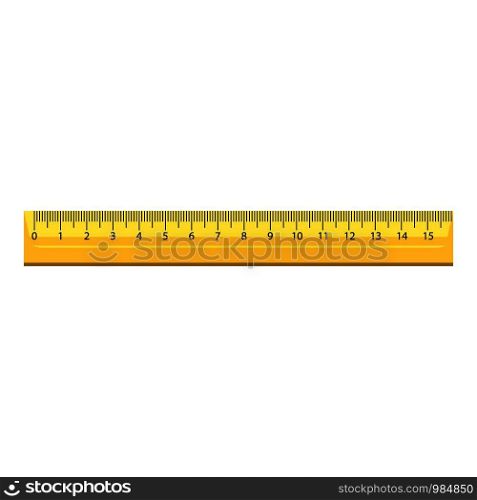 15 cm wood ruler icon. Realistic illustration of 15 cm wood ruler vector icon for web design isolated on white background. 15 cm wood ruler icon, realistic style