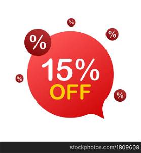 15 percent OFF Sale Discount Banner. Discount offer price tag. 15 percent discount promotion flat icon with long shadow. Vector illustration. 15 percent OFF Sale Discount Banner. Discount offer price tag. 15 percent discount promotion flat icon with long shadow. Vector illustration.
