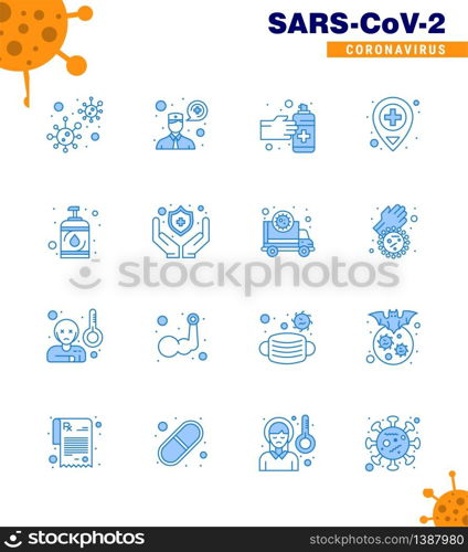 16 Blue Corona Virus pandemic vector illustrations hand, virus, gestures, medical, hospital viral coronavirus 2019-nov disease Vector Design Elements