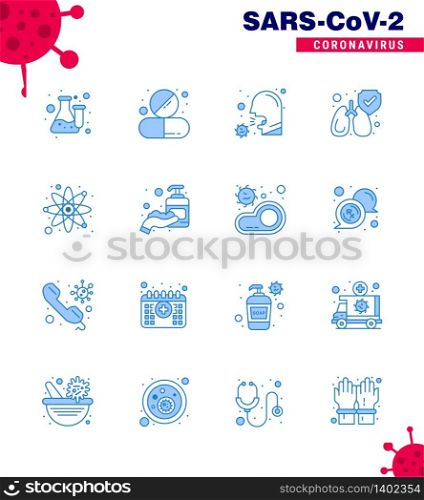 16 Blue Corona Virus pandemic vector illustrations lungs, sneeze virus, pill, sick, healthcare viral coronavirus 2019-nov disease Vector Design Elements