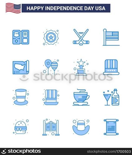 16 Blue Signs for USA Independence Day states; usa; hokey; united; flag Editable USA Day Vector Design Elements