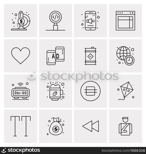 16 Business Universal Icons Vector. Creative Icon Illustration to use in web and Mobile Related project.