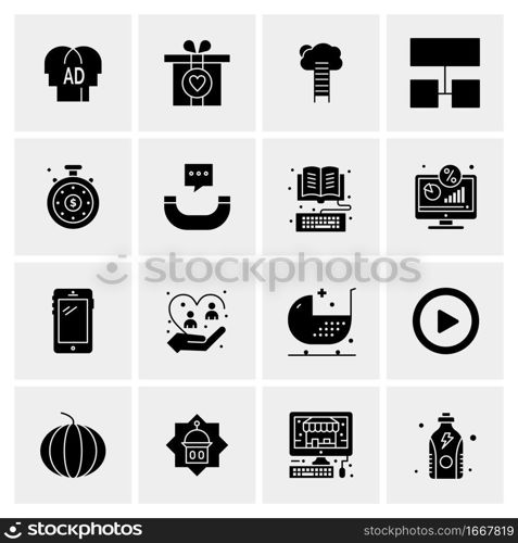 16 Business Universal Icons Vector. Creative Icon Illustration to use in web and Mobile Related project.